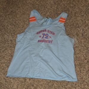 Kids Girls Size XL Blue 'Super Star Academy' Tank Pajama Top